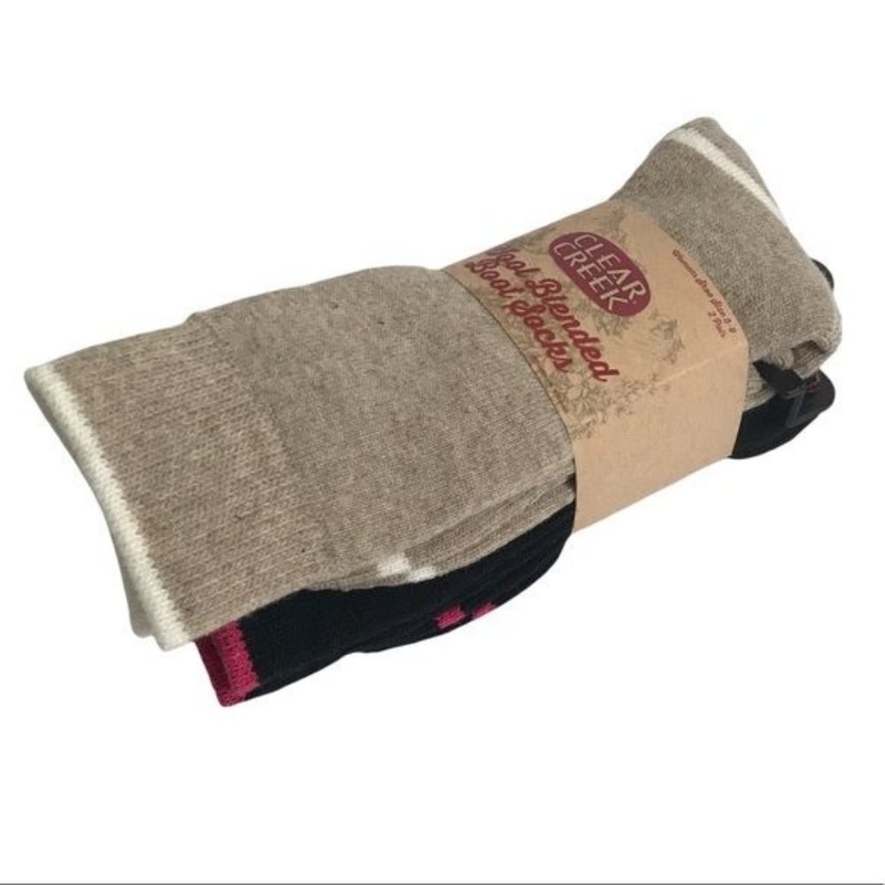 CLEAR CREEK Womens 2 Pairs Cozy Wool Blend Boot Socks Size 5-9